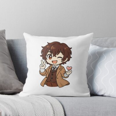 Dazai Anime Guy Wink Throw Pillow