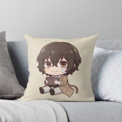 Osamu Dazai Brown Background Throw Pillow